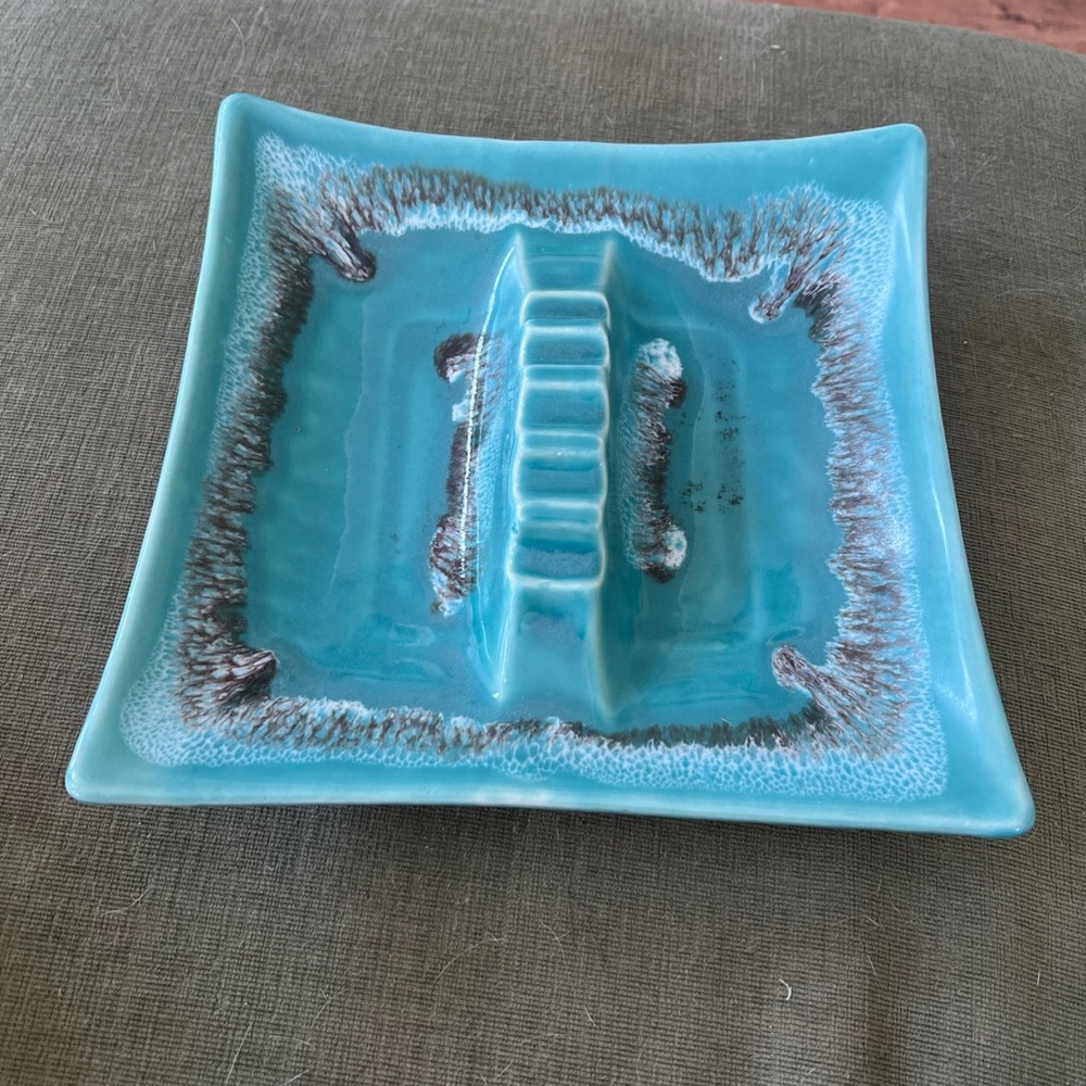 Turquoise Ceramic Ashtray vintage